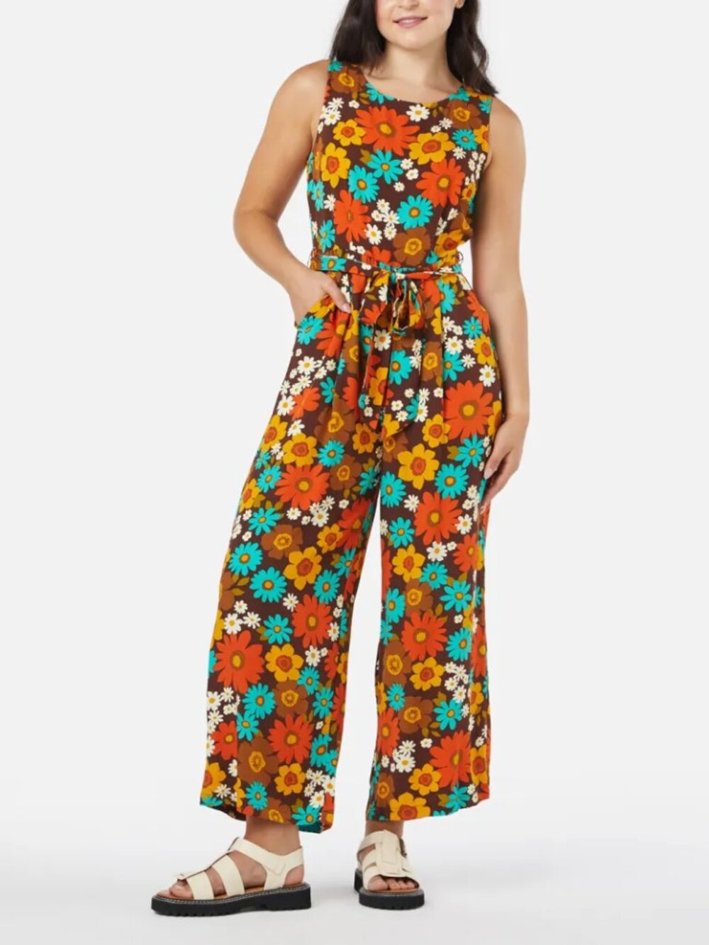 Princess Highway Pattie Floral Jumpsuit | Wide Leg | Pockets | Size AU 8 / US 4